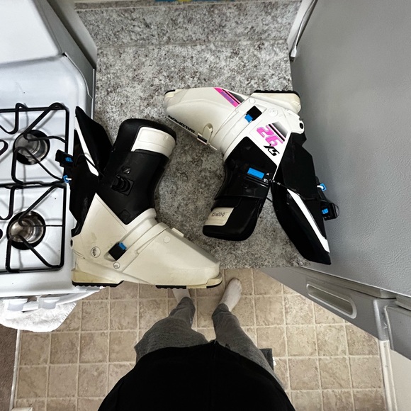 Salomon SX92 White and Black Ski Boots with Pink and Blue accents main image 7